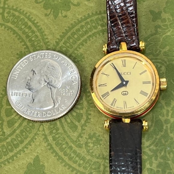 GUCCI 2000L vintage STACK sherry line Gold Dial ladies WATCH 80\'s main image 6